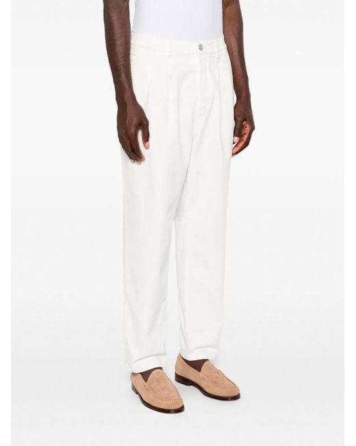Brunello Cucinelli White Belt Loop Jeans for men