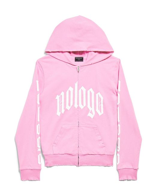 Balenciaga Pink No Logo Zip-Up Hoodie for men