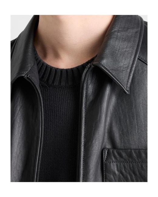 Prada Black Zip-Up Leather Jacket for men