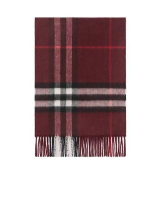Burberry Red Checked Fringed-Edge Scarf