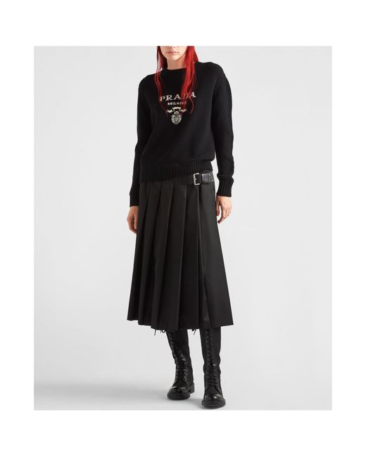 Prada Black Cashmere-Wool Logo Sweater