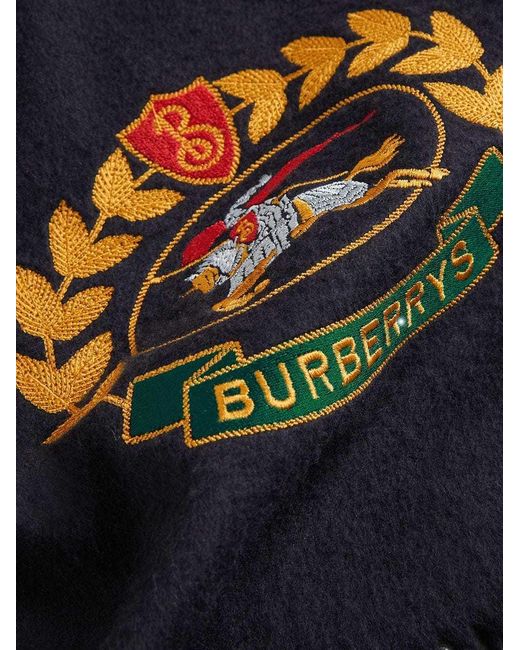 Burberry Black Logo Embroidered Scarf for men
