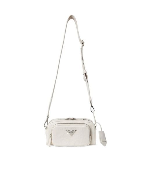 Prada White Logo Shoulder Bag