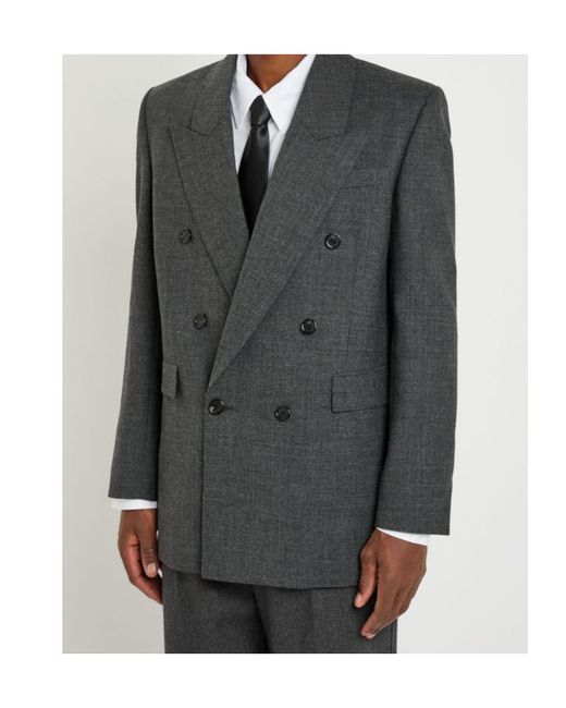 Saint Laurent Black Double-Breasted Wool Blazer for men