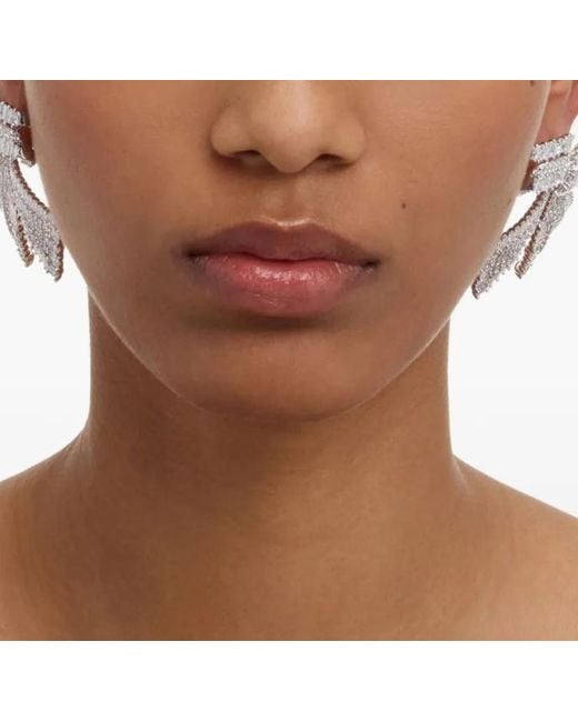 Self-Portrait White Crystal Bow Earrings