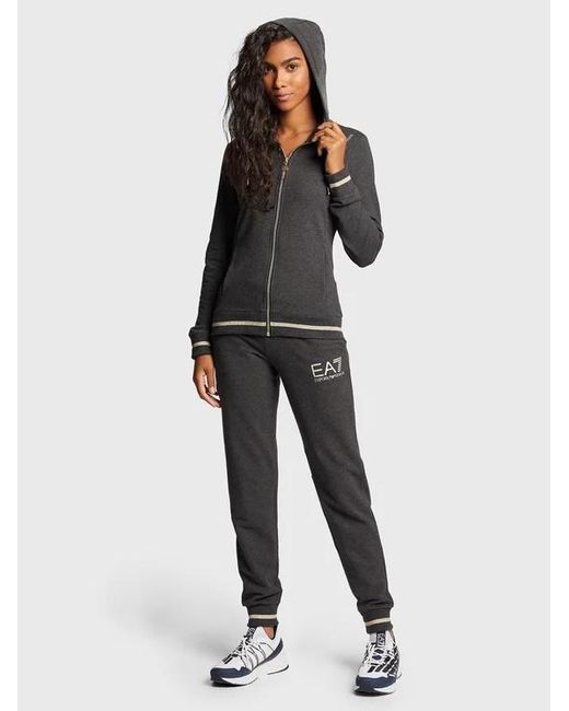 EA7 Black Logo Hooded Casual Coat