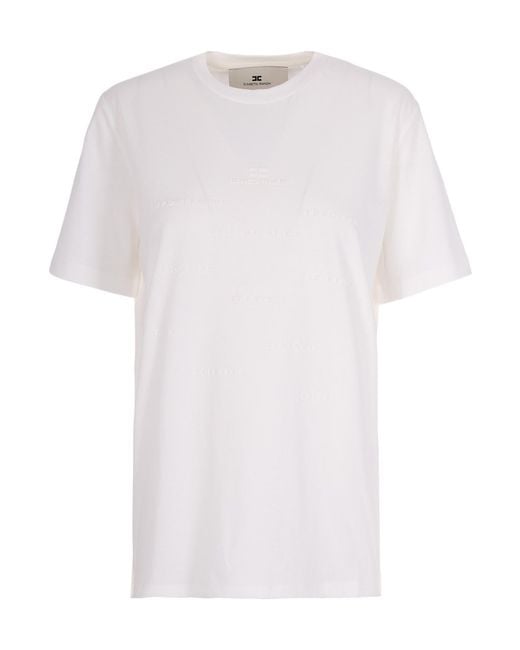 Elisabetta Franchi White Short-Sleeved Crewneck T-Shirt
