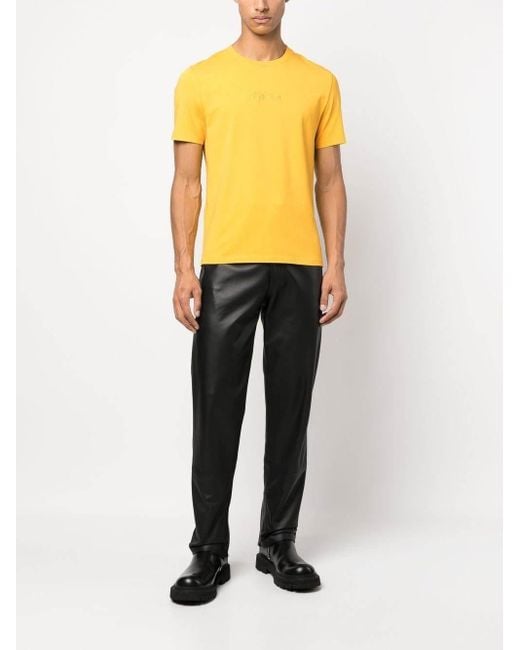 Moschino Yellow Logo-Embroidered T-Shirt for men