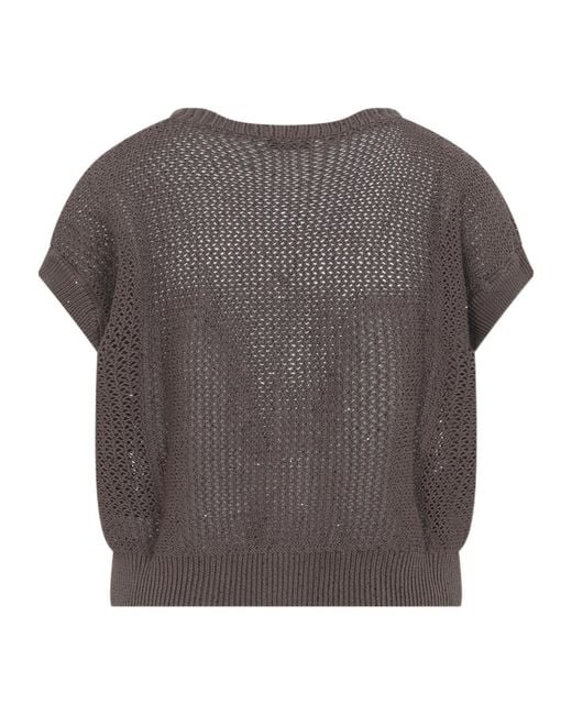 Peserico Brown Sequinned Cordonet Cardigan