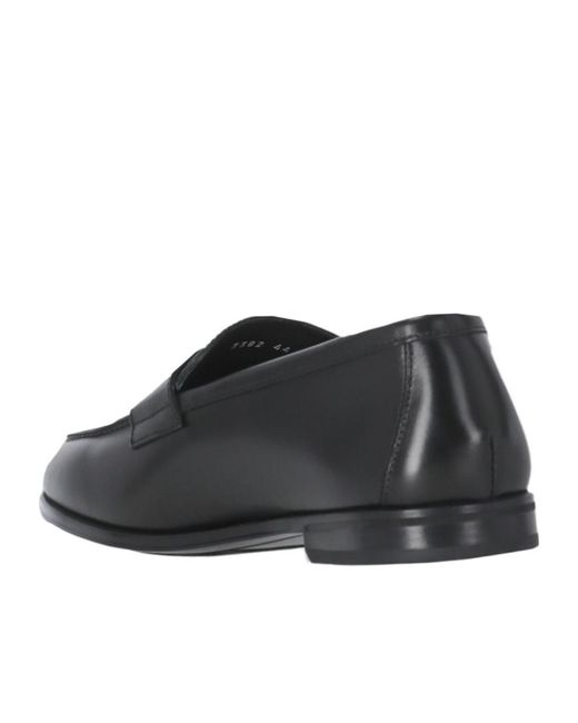 Doucal's Black Almond Toe Loafers for men