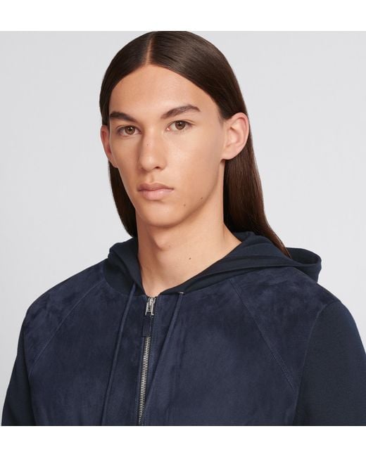 Dior Blue Icons Zipped Hooded Sweatshirt for men