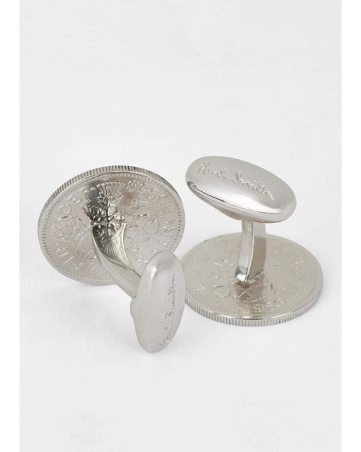 Paul Smith White Coin Motif Cufflinks for men