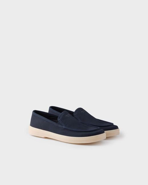 Prada Blue Fabric Loafers for men