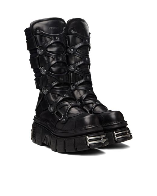 Vetements Black X New Rock Collaboration Tower Mid-Calf Boots for men