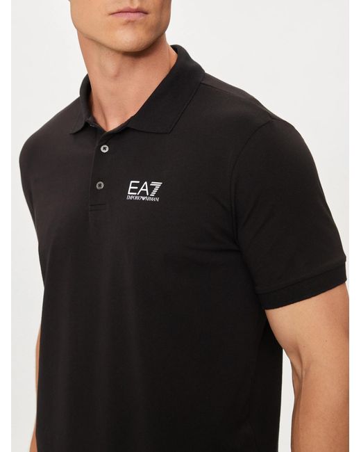 EA7 Black Logo Printed Polo Shirt for men