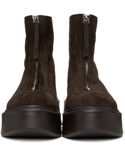 The Row Black Zipped Suede Boot