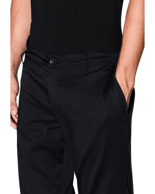 ARMANI EXCHANGE Black Stretch Cotton Twill Pants for men