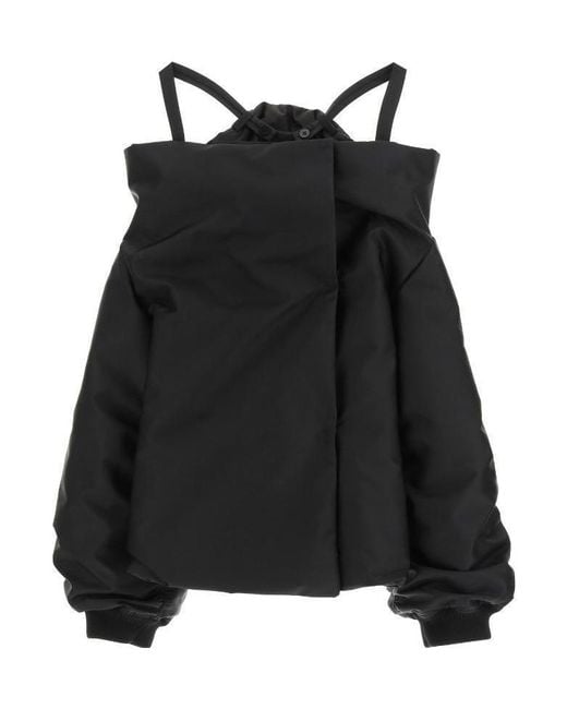 Prada Black Off-Shoulder Padded Re-Nylon Jacket
