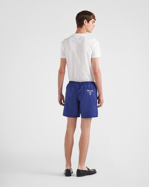 Prada Blue Logo Printed Swim Shorts for men