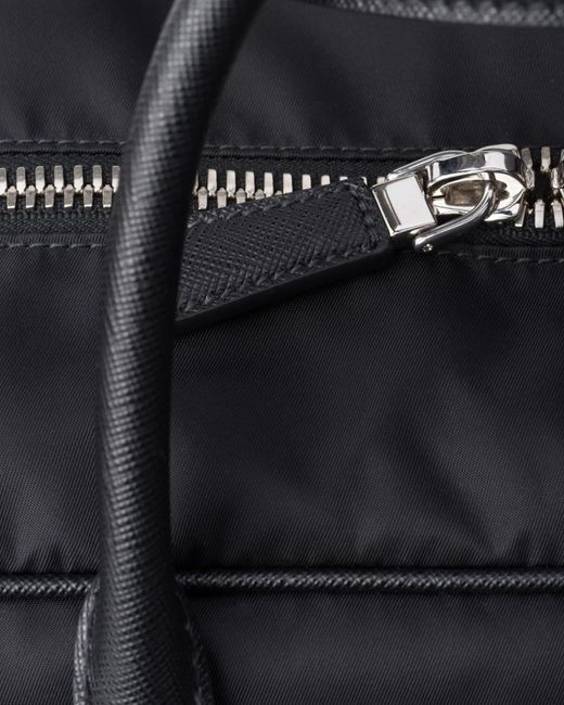 Prada Black Re-Nylon And Saffiano Leather Duffel Bag for men