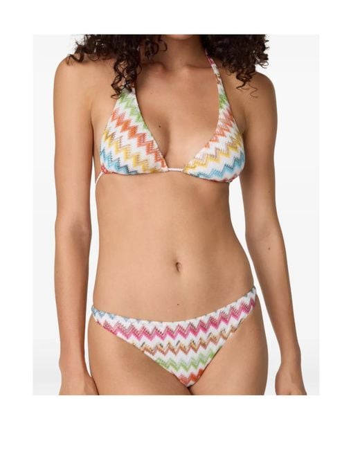 Missoni White Zigzag Bikini Set Beachwear