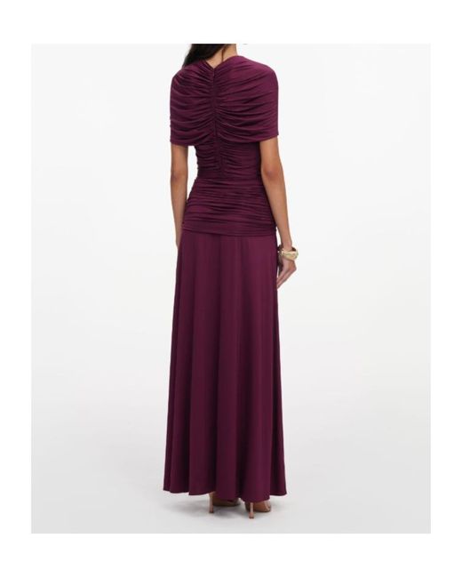 Self-Portrait Purple Ruched Maxi Dress