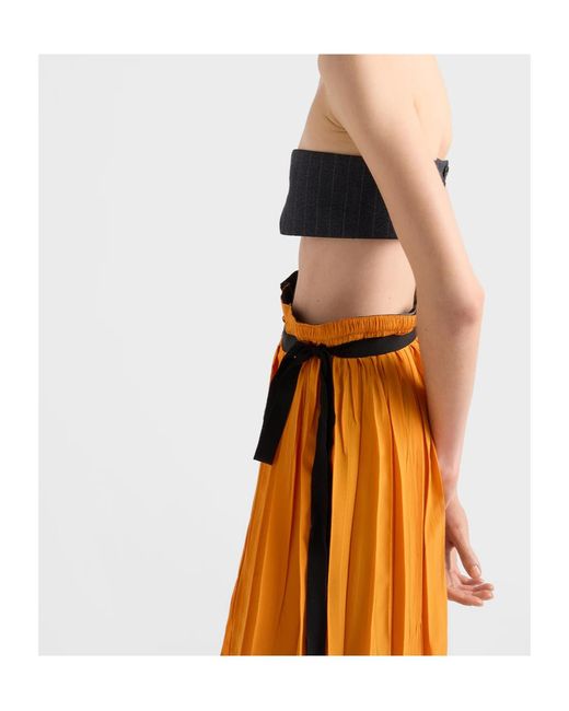 Prada Orange Floral Lace Detailed Midi Skirt