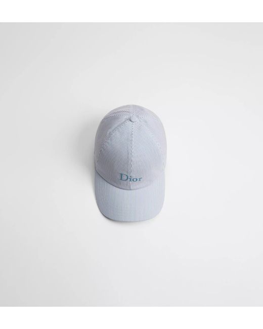 Dior White Striped Baseball Cap