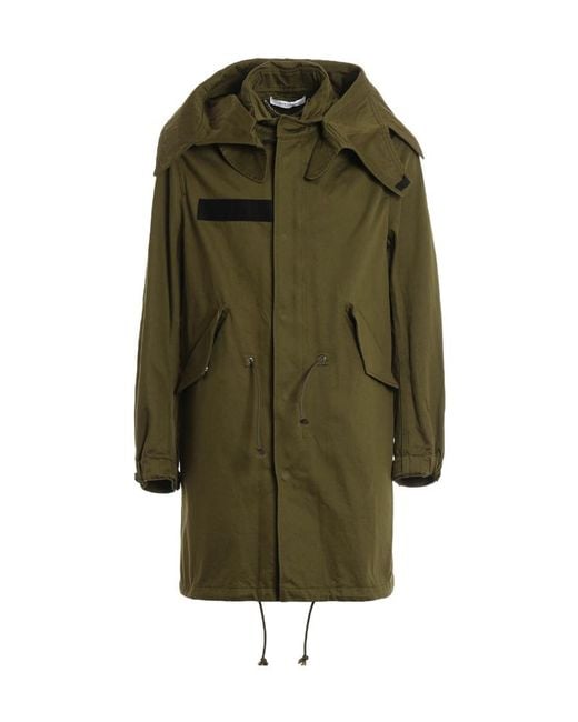 Givenchy Green Printed Military Parker Coat for men
