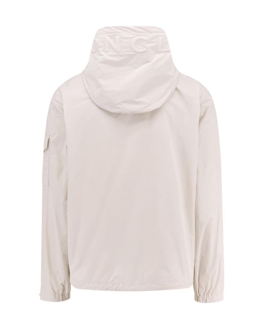 Moncler White Logo Patch Zip-Up Hooded Jacket for men