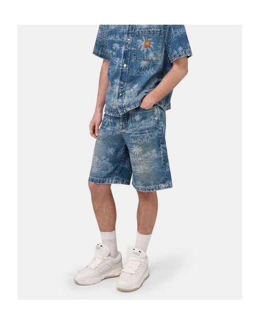Amiri Blue Chateau Palms Denim Short for men