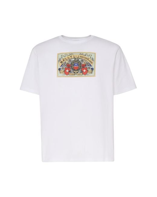 Bally White Logo-Printed Crewneck T-Shirt for men