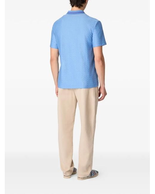 Missoni Blue Patterned Collar Polo Shirt for men