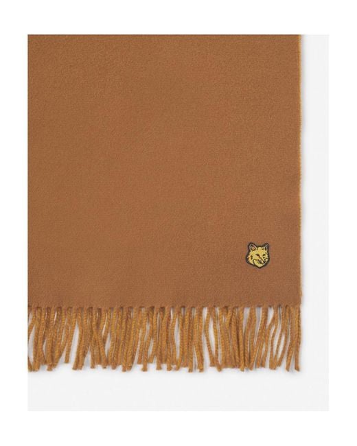 Maison Kitsuné White Maison Kitsuné Fox Knit Fringed Scarf