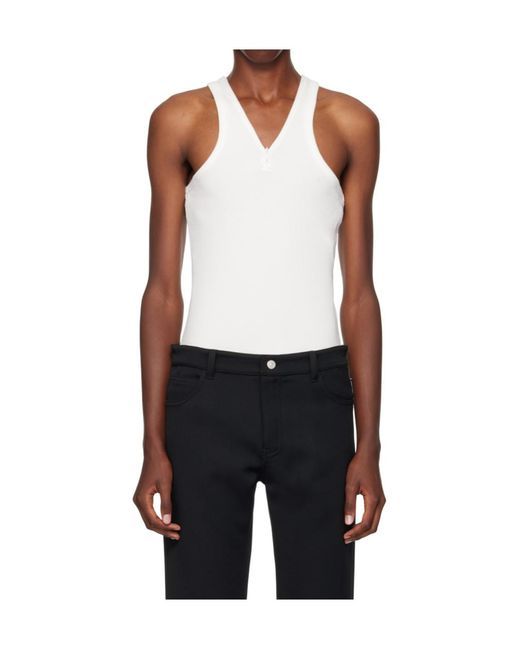 Courreges White Courrèges Logo-Embroidered V-Neck Top for men