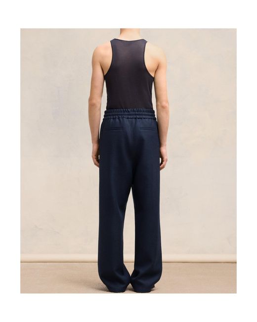 AMI Blue Ami Wide Elasticated Waist Trousers for men