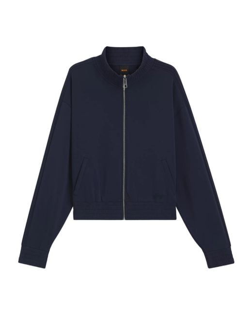 Boss Blue Relaxed-Fit Sweatshirt With Piping Details