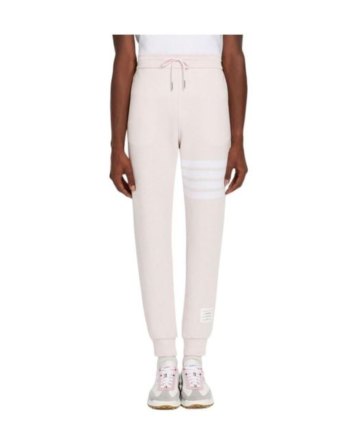 Thom Browne Pink Ottoman Rib 4-Bar Stripe Track Pants for men