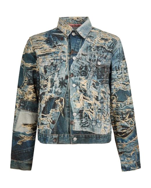 Acne Blue Printed Denim Jacket for men