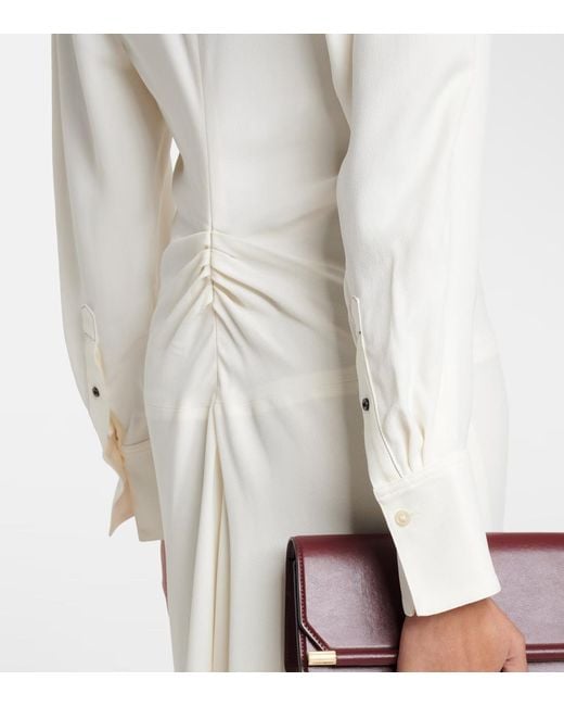 Victoria Beckham White Collared Long-Sleeved Dress