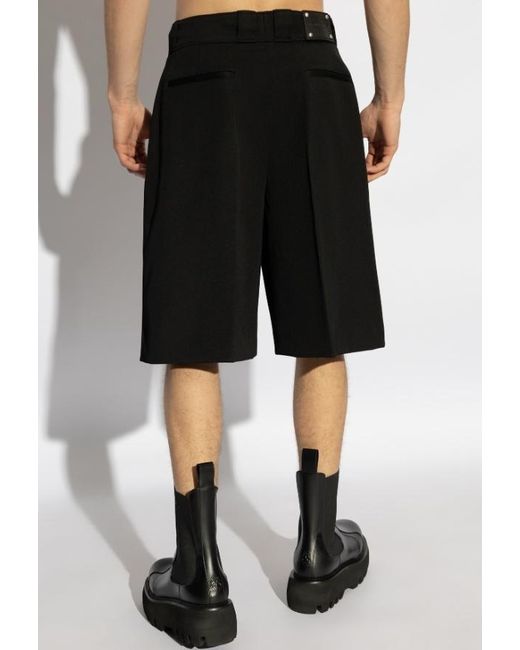McQueen Black High Waist Wide-Leg Shorts for men