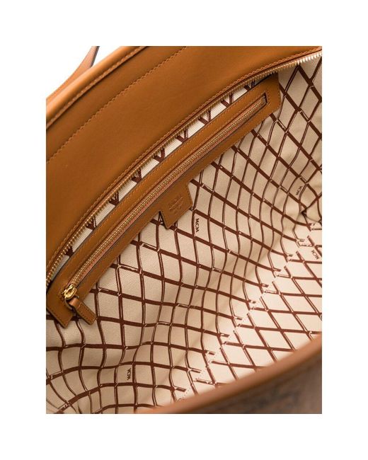 MCM Brown Allover Logo Printed Tote Bag