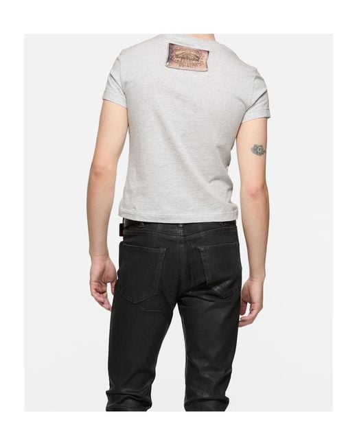 Acne Gray Fitted Graphic T-Shirt for men