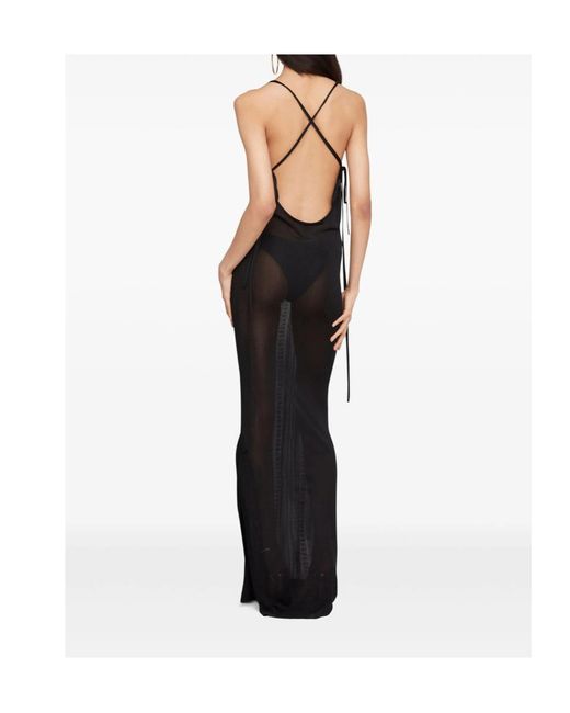 Donde Esteban Black Guayabera Knitted Maxi Dress