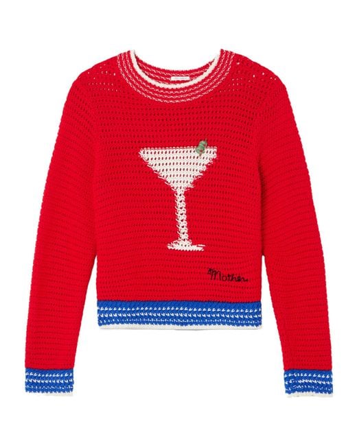 Mother Red Open-Knit Cotton Sweater