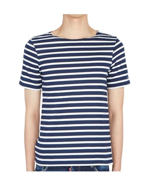 Saint James Blue Striped Short-Sleeved T-Shirt for men