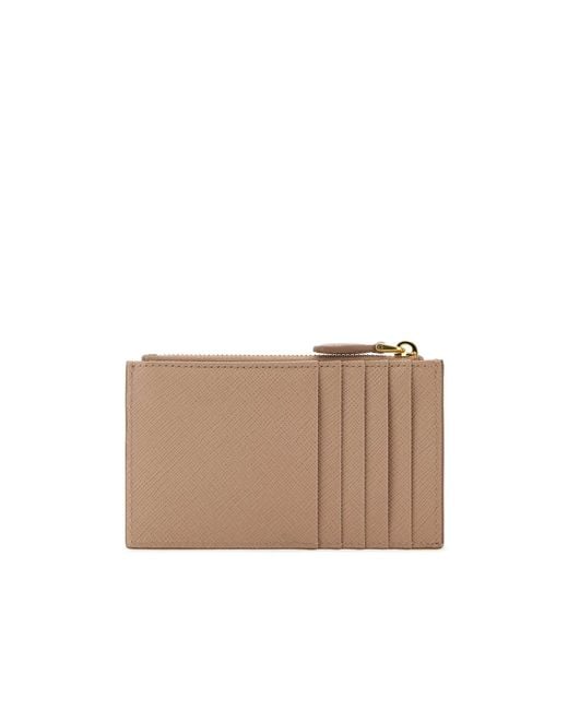 Prada Natural Saffiano Zipped Cardholder