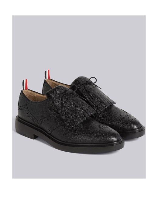 Thom Browne Black Tassel-Trim Leather Brogues for men