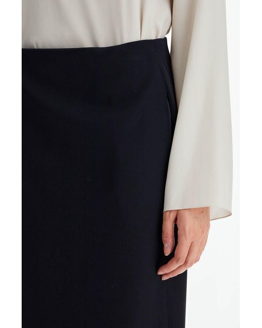 The Row Black Kavi Straight Hem Midi Skirt