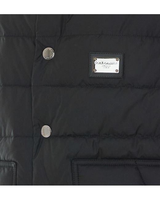 Dolce & Gabbana Black Logo Plate Padded Gilet for men